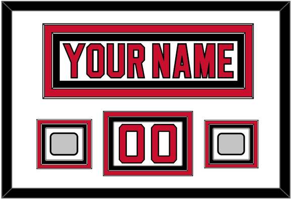 New Jersey Nameplate, Number (Shoulder) & 2 Stanley Cup Finals Jersey Patches - Home White (1992-2007) - Triple Mat 1