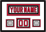New Jersey Nameplate, Number (Shoulder) & 2 Stanley Cup Finals Jersey Patches - Home White (1992-2007) - Triple Mat 1