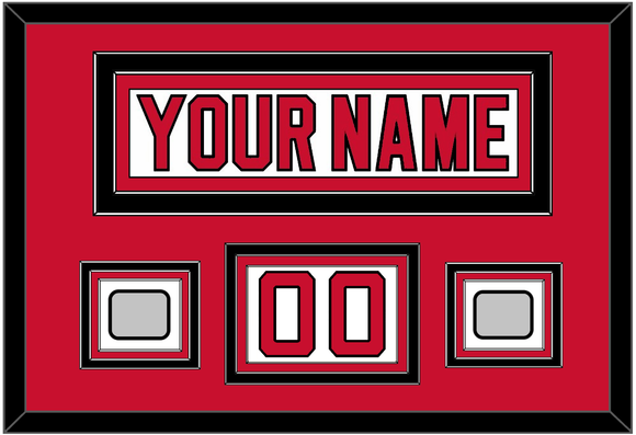 New Jersey Nameplate, Number (Shoulder) & 2 Stanley Cup Finals Jersey Patches - Home White (1992-2007) - Triple Mat 2