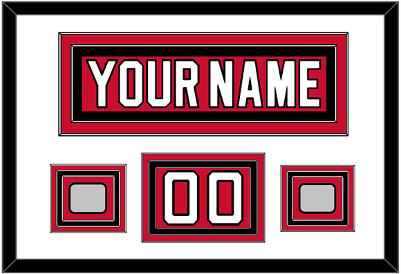 New Jersey Nameplate, Number (Shoulder) & 2 Stanley Cup Finals Jersey Patches - Road Red (1992-2007) - Triple Mat 1