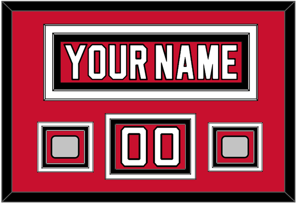 New Jersey Nameplate, Number (Shoulder) & 2 Stanley Cup Finals Jersey Patches - Road Red (1992-2007) - Triple Mat 2