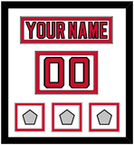 New Jersey Nameplate, Number (Shoulder) & Stanley Cup Finals 1995, 2000 & 2003 Jersey Patches - Home White (1992-2007) - Double Mat 1