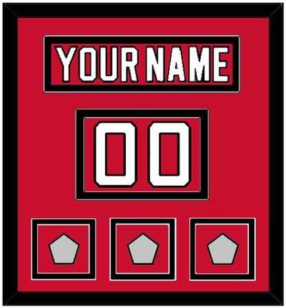 New Jersey Nameplate, Number (Shoulder) & Stanley Cup Finals 1995, 2000 & 2003 Jersey Patches - Road Red (1992-2007) - Signature Tier 2