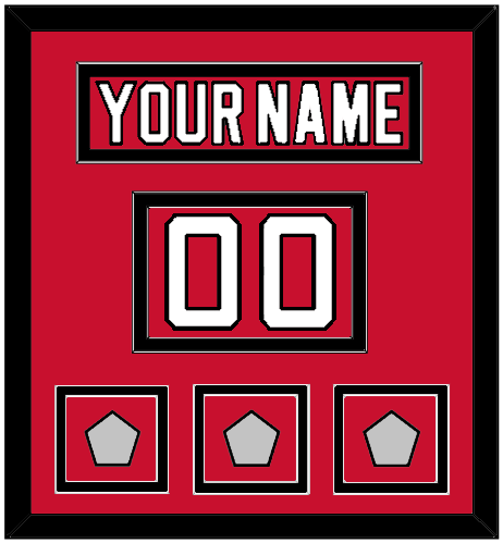 New Jersey Nameplate, Number (Shoulder) & Stanley Cup Finals 1995, 2000 & 2003 Jersey Patches - Road Red (1992-2007) - Double Mat 2