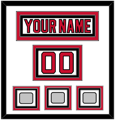 New Jersey Nameplate, Number (Shoulder) & Stanley Cup Finals 1995, 2000 & 2003 Jersey Patches - Home White (1992-2007) - Triple Mat 1