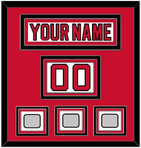 New Jersey Nameplate, Number (Shoulder) & Stanley Cup Finals 1995, 2000 & 2003 Jersey Patches - Home White (1992-2007) - Triple Mat 2