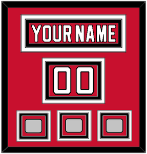 New Jersey Nameplate, Number (Shoulder) & Stanley Cup Finals 1995, 2000 & 2003 Jersey Patches - Road Red (1992-2007) - Triple Mat 2