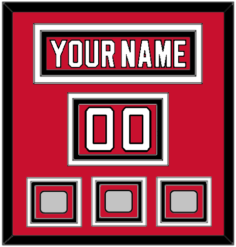 New Jersey Nameplate, Number (Shoulder) & Stanley Cup Finals 1995, 2000 & 2003 Jersey Patches - Road Red (1992-2007) - Triple Mat 2