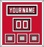 New Jersey Nameplate, Number (Shoulder) & Stanley Cup Finals 1995, 2000 & 2003 Jersey Patches - Road Red (1992-2007) - Triple Mat 2