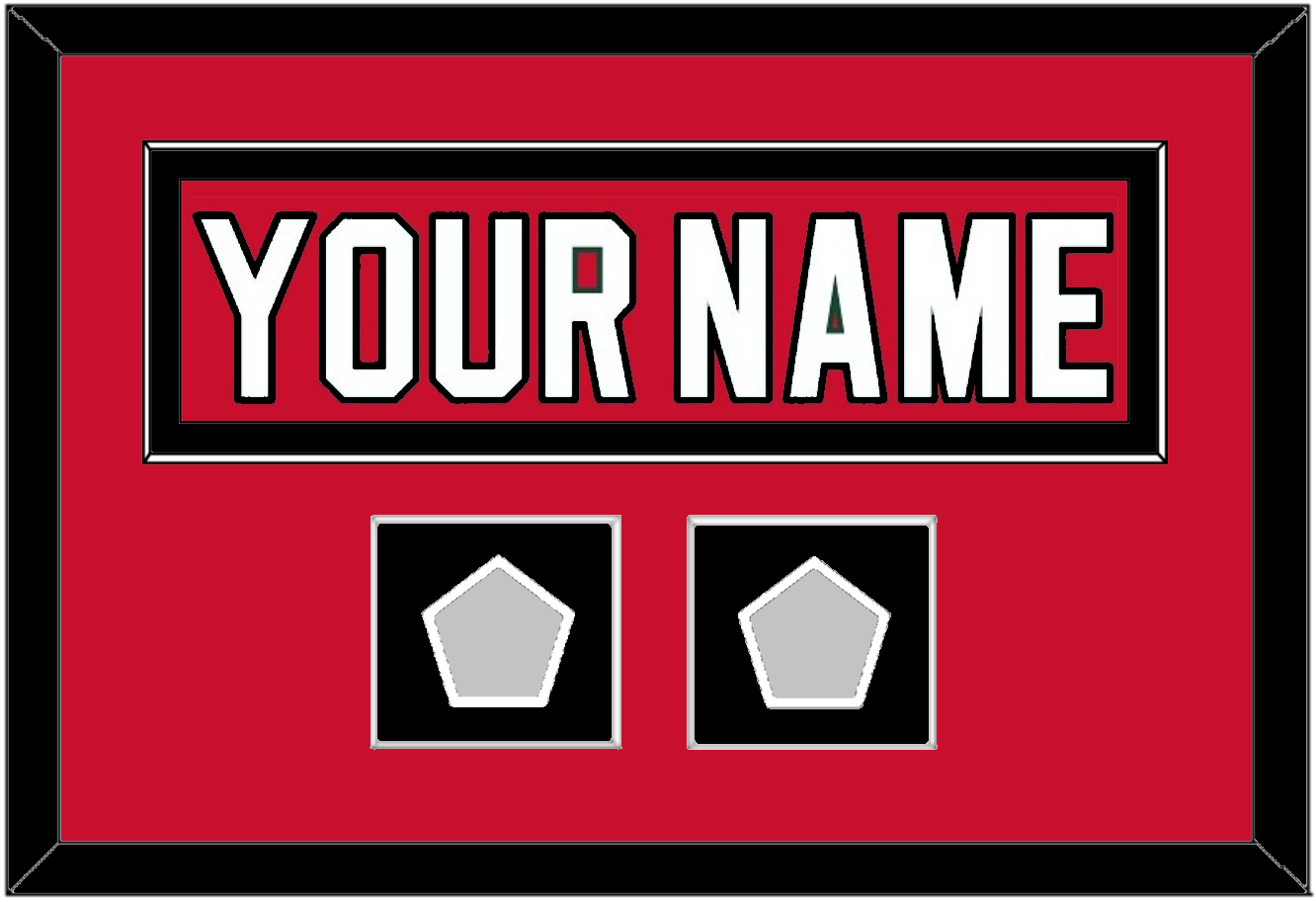 New Jersey Nameplate & 2 Stanley Cup Finals Patches - Road Red (1992-2007) - Essential Tier 3