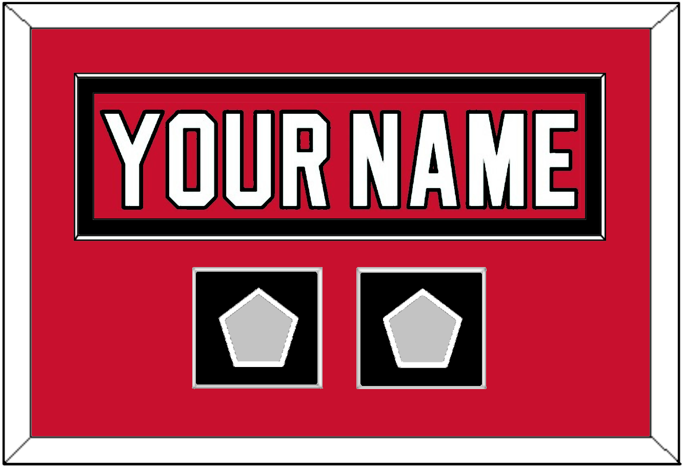 New Jersey Nameplate & 2 Stanley Cup Finals Patches - Road Red (1992-2007) - Essential Tier 3