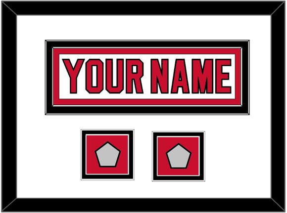 New Jersey Nameplate & 2 Stanley Cup Finals Patches - Home White (1992-2007) - Double Mat 1