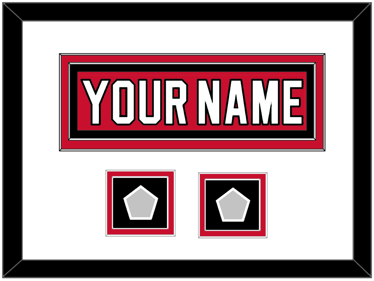 New Jersey Nameplate & 2 Stanley Cup Finals Patches - Road Red (1992-2007) - Signature Tier 1