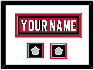 New Jersey Nameplate & 2 Stanley Cup Finals Patches - Road Red (1992-2007) - Double Mat 1