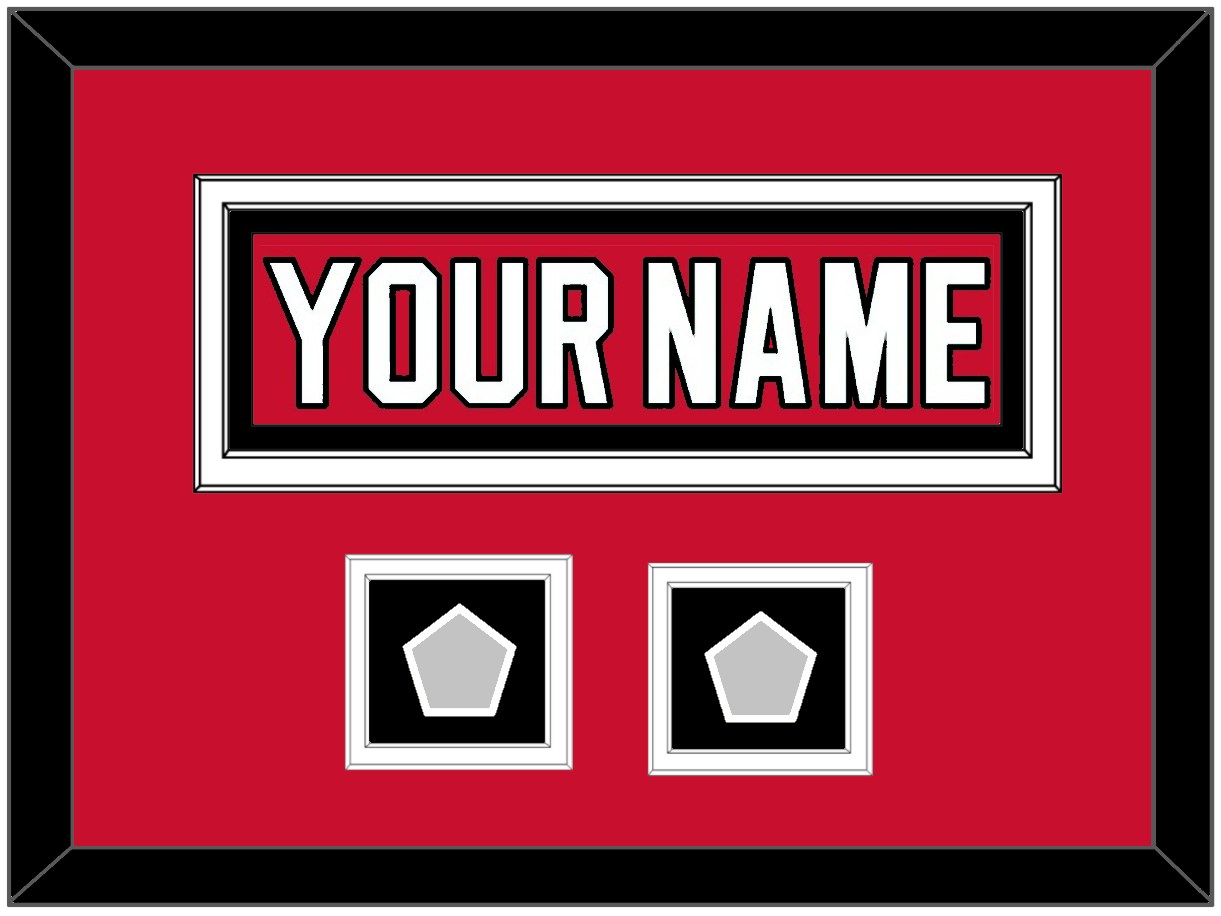 New Jersey Nameplate & 2 Stanley Cup Finals Patches - Road Red (1992-2007) - Signature Tier 3