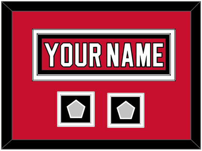 New Jersey Nameplate & 2 Stanley Cup Finals Patches - Road Red (1992-2007) - Signature Tier 3