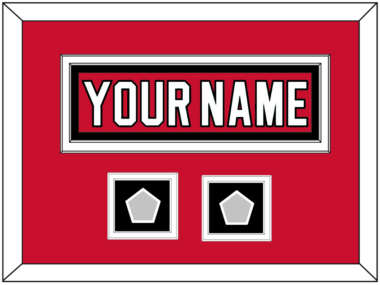 New Jersey Nameplate & 2 Stanley Cup Finals Patches - Road Red (1992-2007) - Signature Tier 3