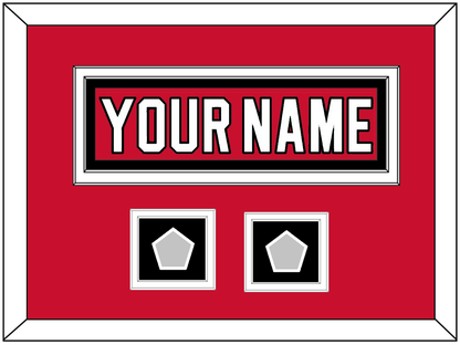 New Jersey Nameplate & 2 Stanley Cup Finals Patches - Road Red (1992-2007) - Signature Tier 3