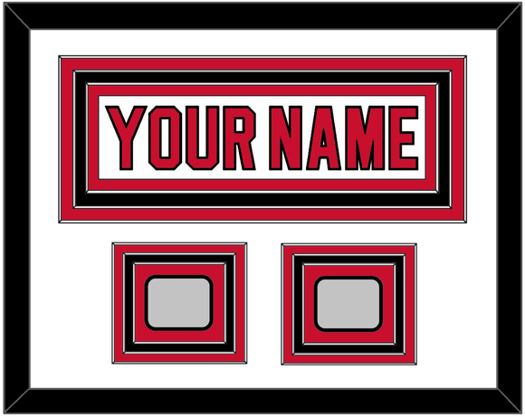 New Jersey Nameplate & 2 Stanley Cup Finals Patches - Home White (1992-2007) - Triple Mat 1