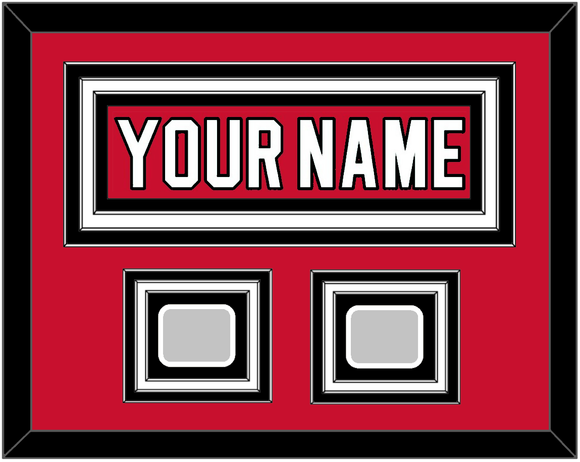 New Jersey Nameplate & 2 Stanley Cup Finals Patches - Road Red (1992-2007) - Triple Mat 1