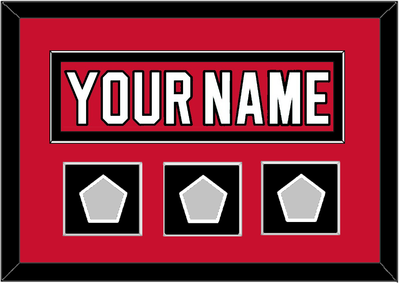 New Jersey Nameplate & 3 Stanley Cup Finals Patches - Road Red (1992-2007) - Essential Tier 2