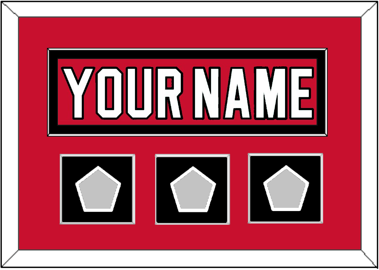 New Jersey Nameplate & 3 Stanley Cup Finals Patches - Road Red (1992-2007) - Essential Tier 2