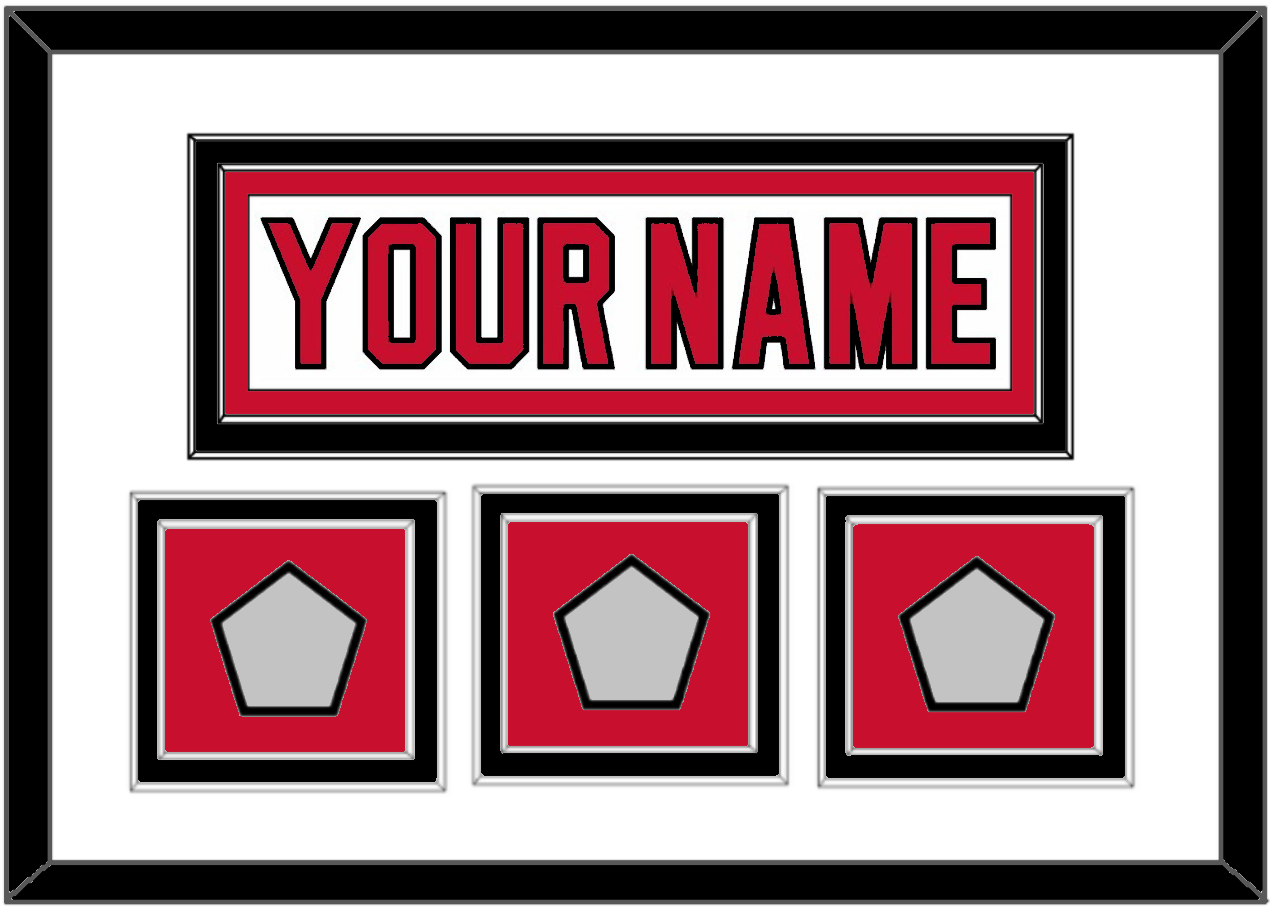 New Jersey Nameplate & 3 Stanley Cup Finals Patches - Home White (1992-2007) - Signature Tier 1