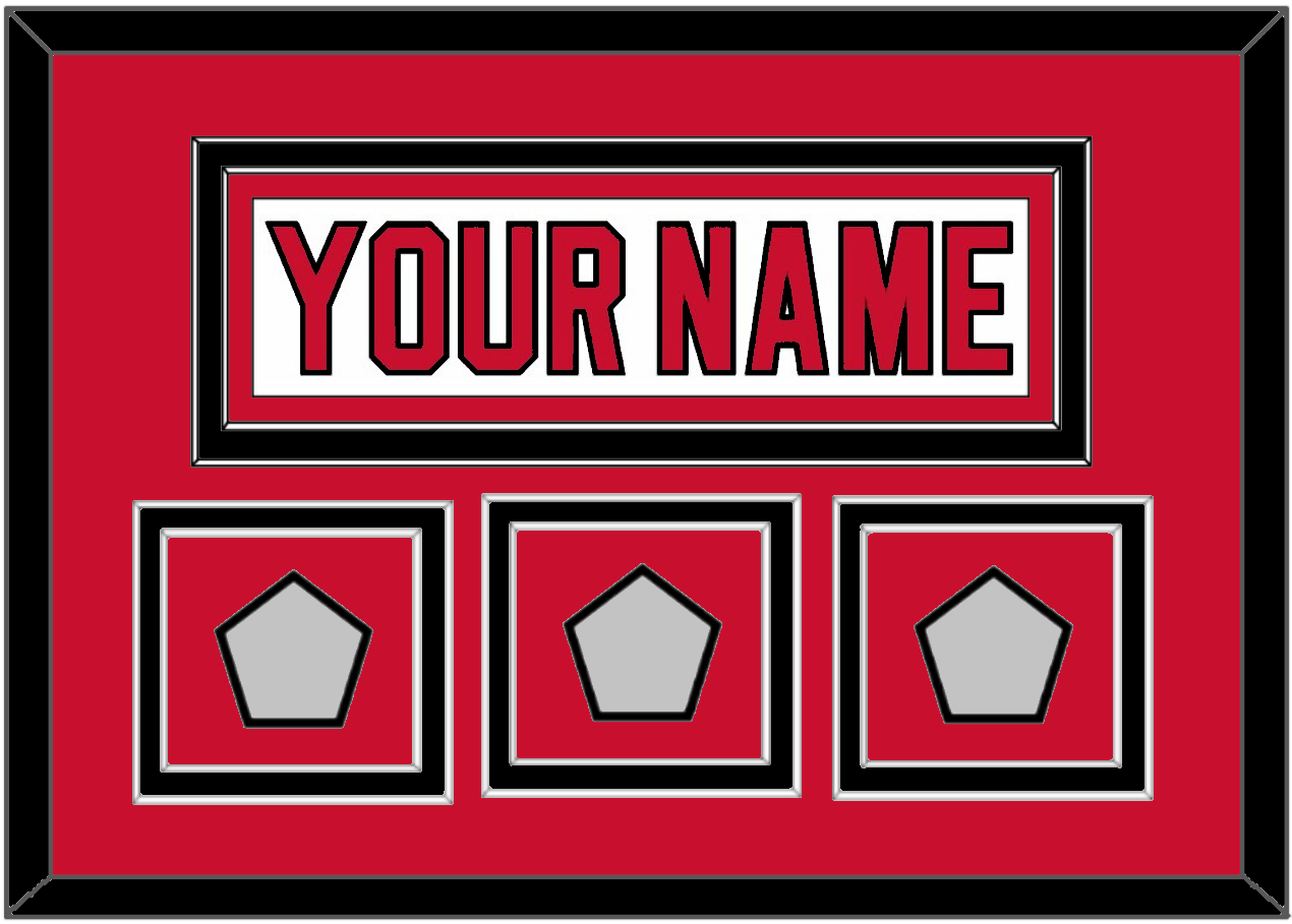 New Jersey Nameplate & 3 Stanley Cup Finals Patches - Home White (1992-2007) - Signature Tier 2