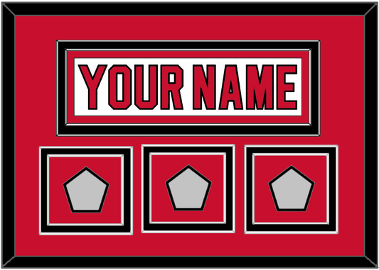 New Jersey Nameplate & 3 Stanley Cup Finals Patches - Home White (1992-2007) - Signature Tier 2