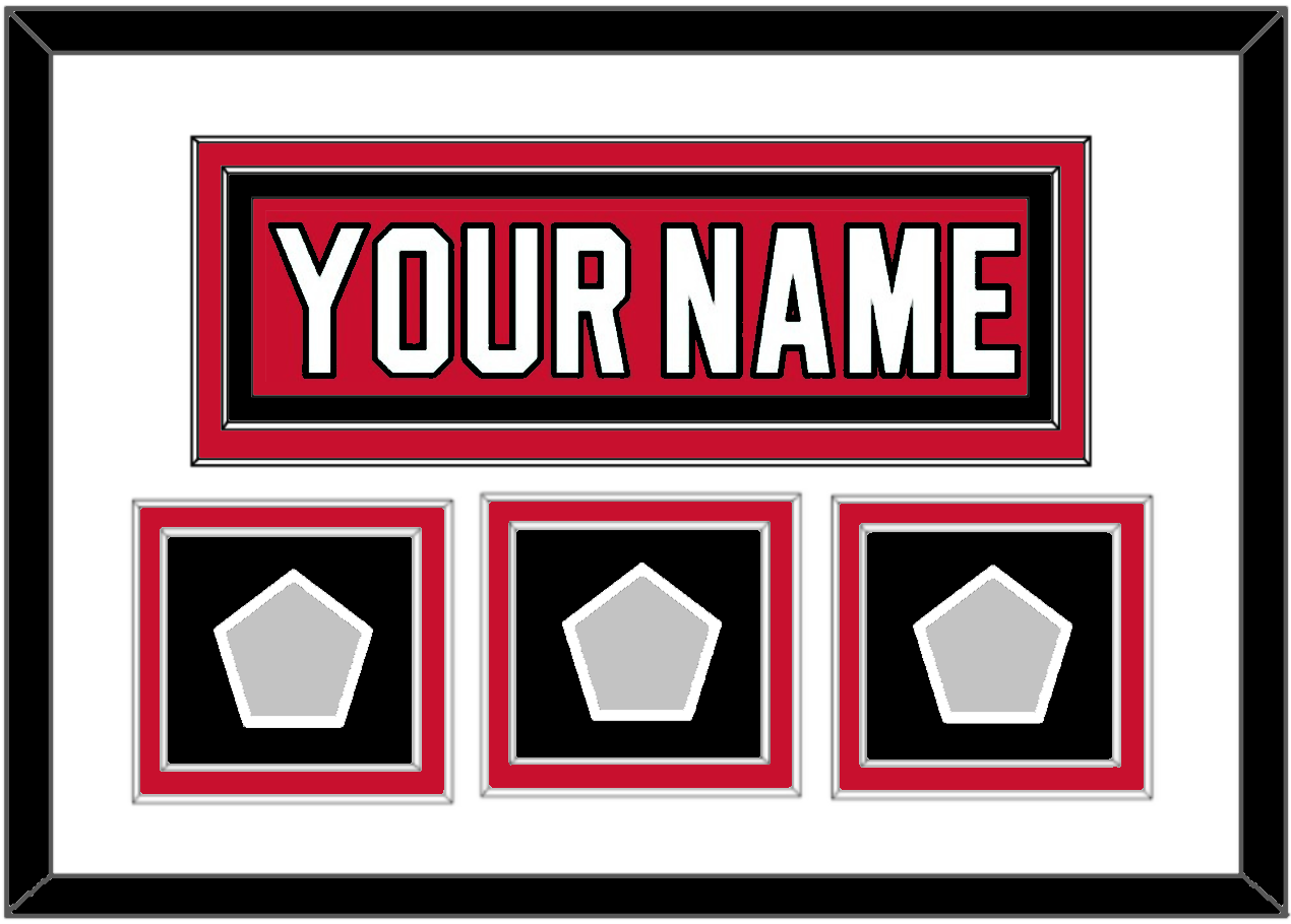 New Jersey Nameplate & 3 Stanley Cup Finals Patches - Road Red (1992-2007) - Signature Tier 1