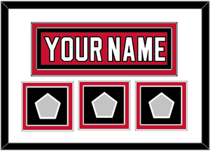 New Jersey Nameplate & 3 Stanley Cup Finals Patches - Road Red (1992-2007) - Double Mat 1