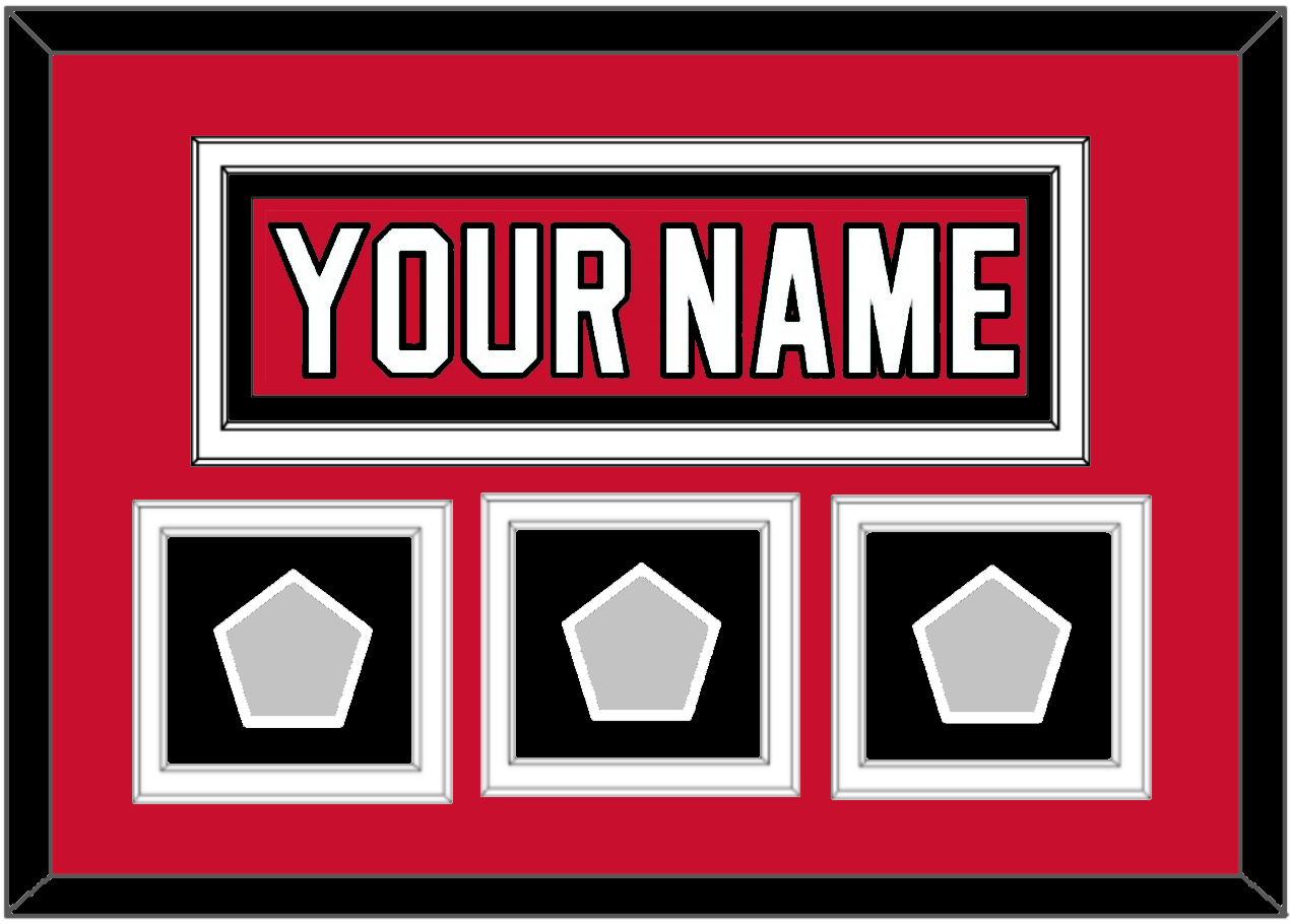 New Jersey Nameplate & 3 Stanley Cup Finals Patches - Road Red (1992-2007) - Signature Tier 2