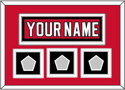 New Jersey Nameplate & 3 Stanley Cup Finals Patches - Road Red (1992-2007) - Signature Tier 2