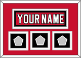 New Jersey Nameplate & 3 Stanley Cup Finals Patches - Road Red (1992-2007) - Double Mat 2