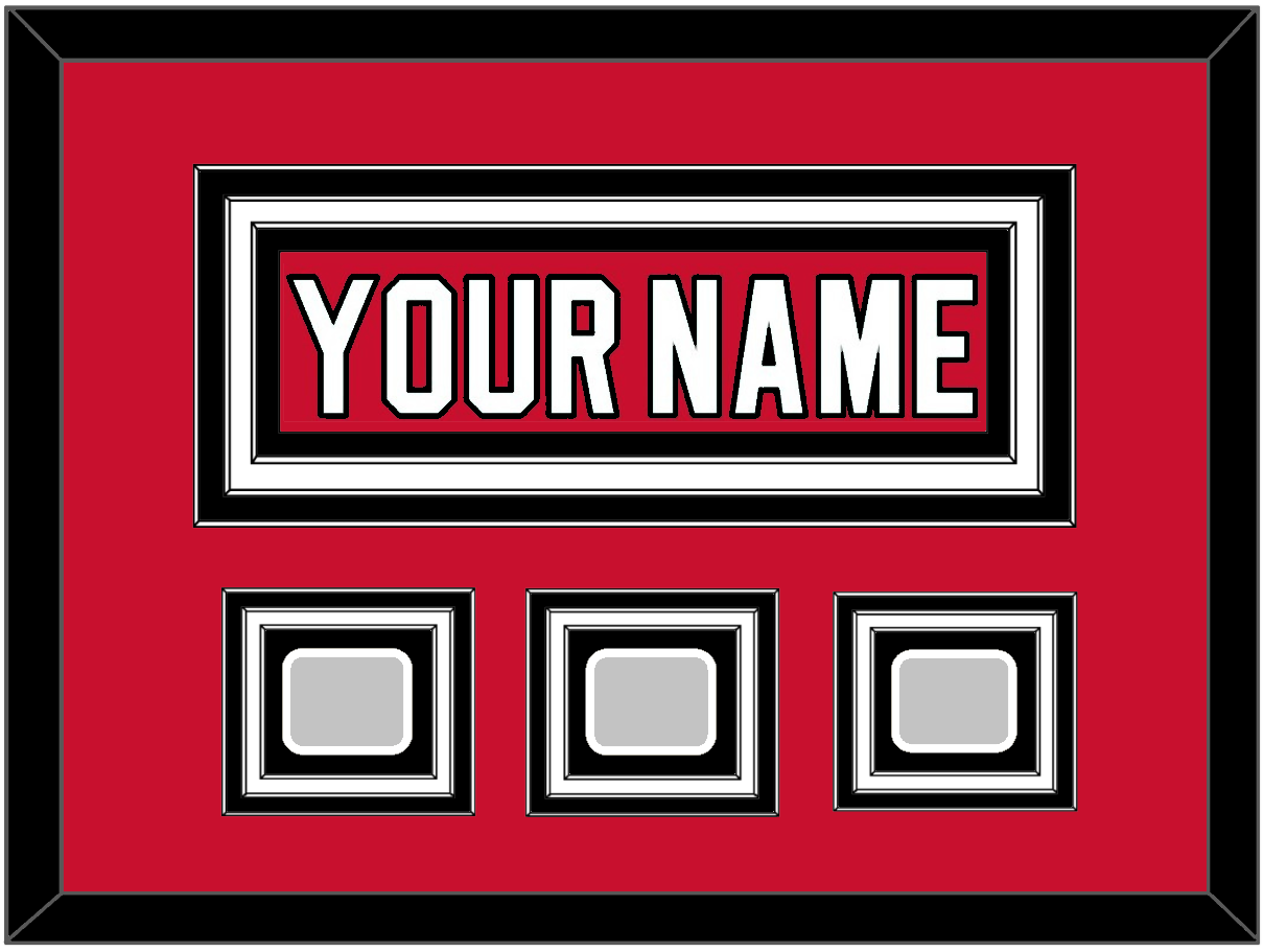 New Jersey Nameplate & 3 Stanley Cup Finals Patches - Road Red (1992-2007) - Premier Tier 1