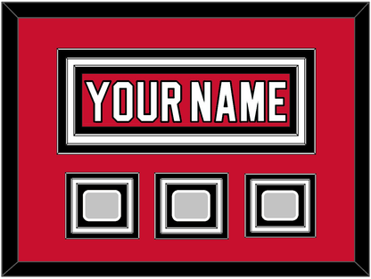 New Jersey Nameplate & 3 Stanley Cup Finals Patches - Road Red (1992-2007) - Premier Tier 1