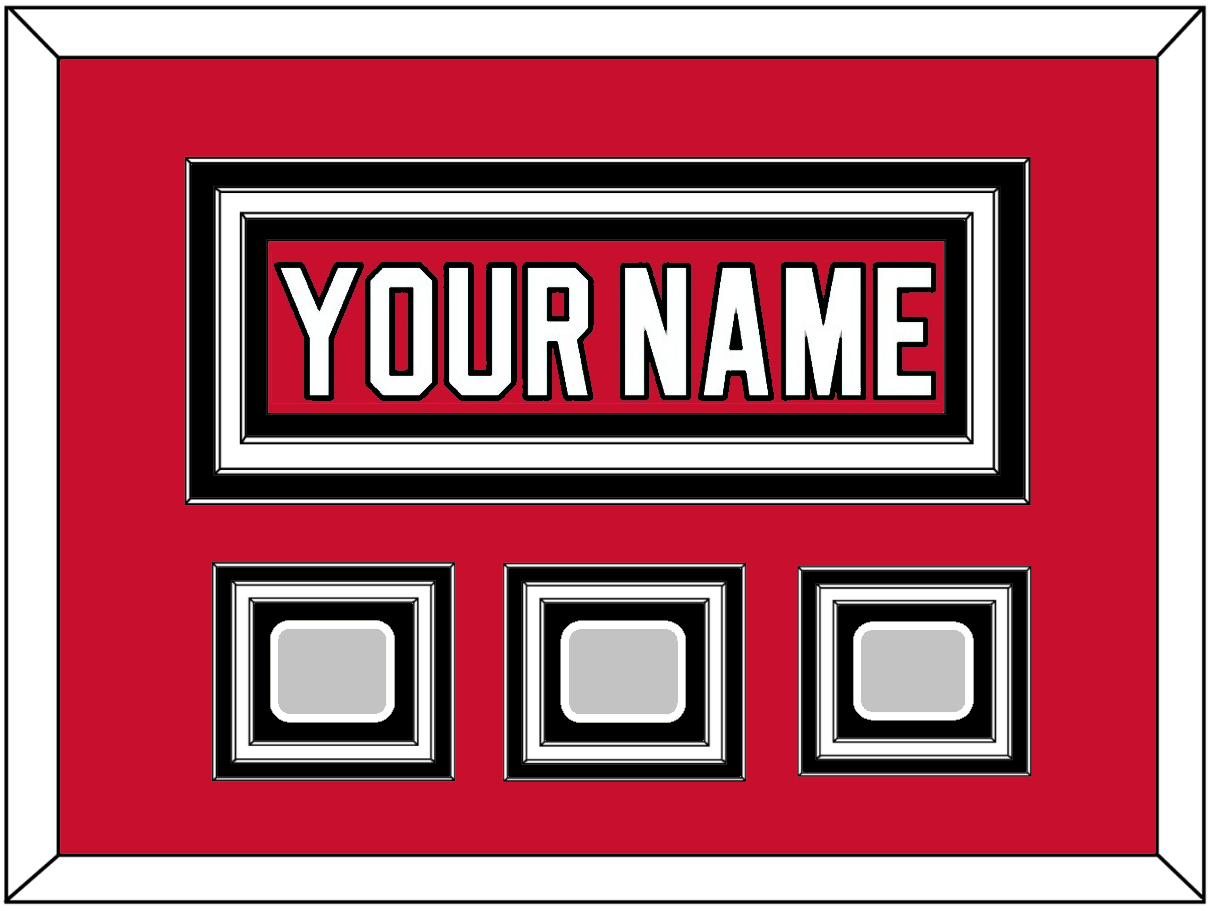 New Jersey Nameplate & 3 Stanley Cup Finals Patches - Road Red (1992-2007) - Premier Tier 1