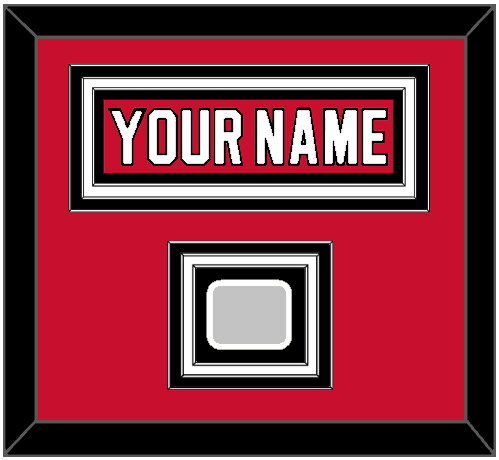 New Jersey Nameplate & 1995 Stanley Cup Champions Patch - Road Red (1992-2007) - Triple Mat 1