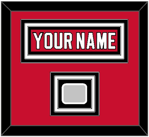 New Jersey Nameplate & Stanley Cup Finals Patch - Road Red (1992-2007) - Triple Mat 1