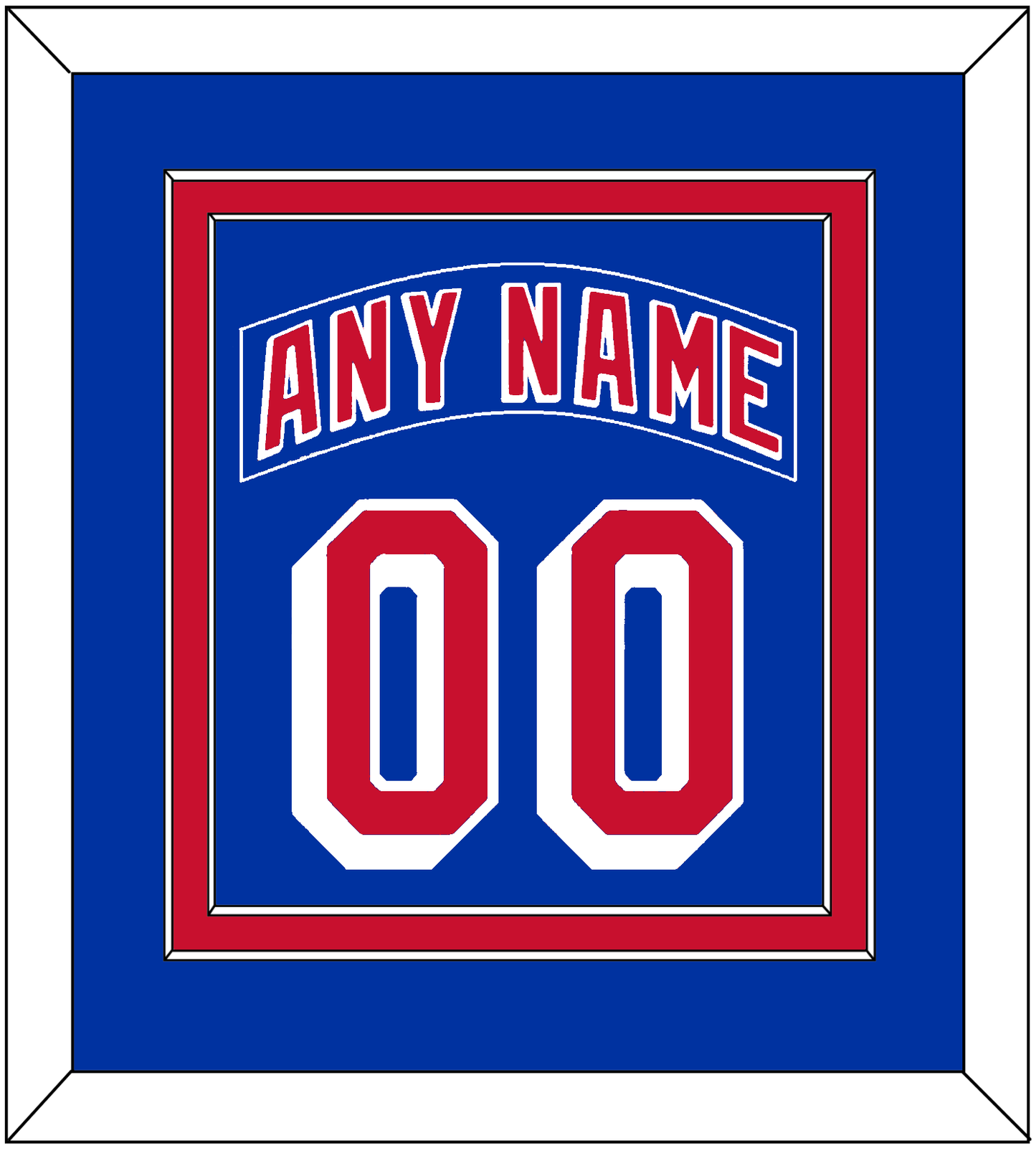New York Nameplate & Number (Back) Combined - Road Blue (1990-2004) - Signature Tier 2