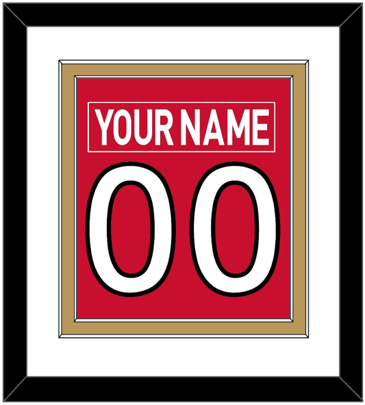 Ottawa Nameplate & Number (Back) Combined - Home Red (2007-2017) - Signature Tier 2
