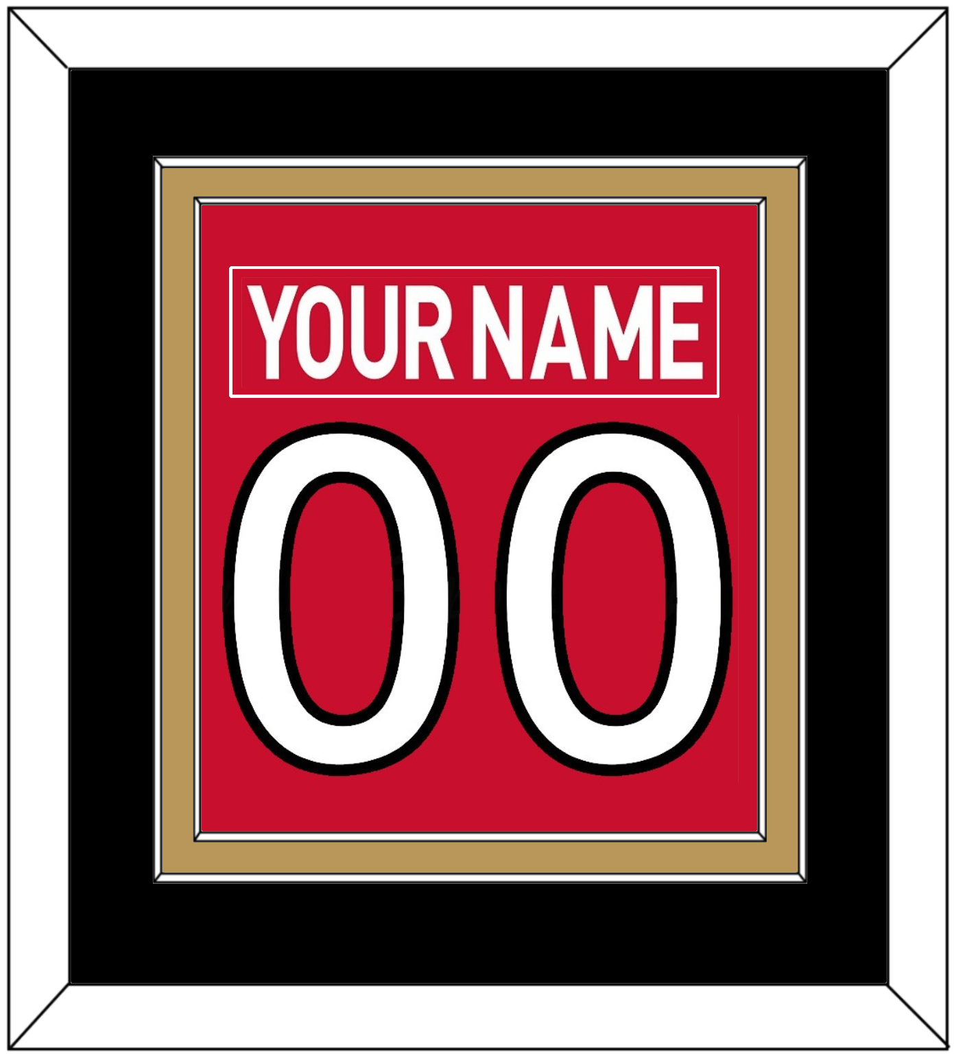 Ottawa Nameplate & Number (Back) Combined - Home Red (2007-2017) - Signature Tier 4