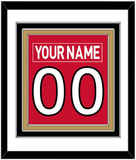 Ottawa Nameplate & Number (Back) Combined - Home Red (2007-2017) - Triple Mat 1
