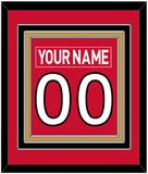 Ottawa Nameplate & Number (Back) Combined - Home Red (2007-2017) - Triple Mat 2