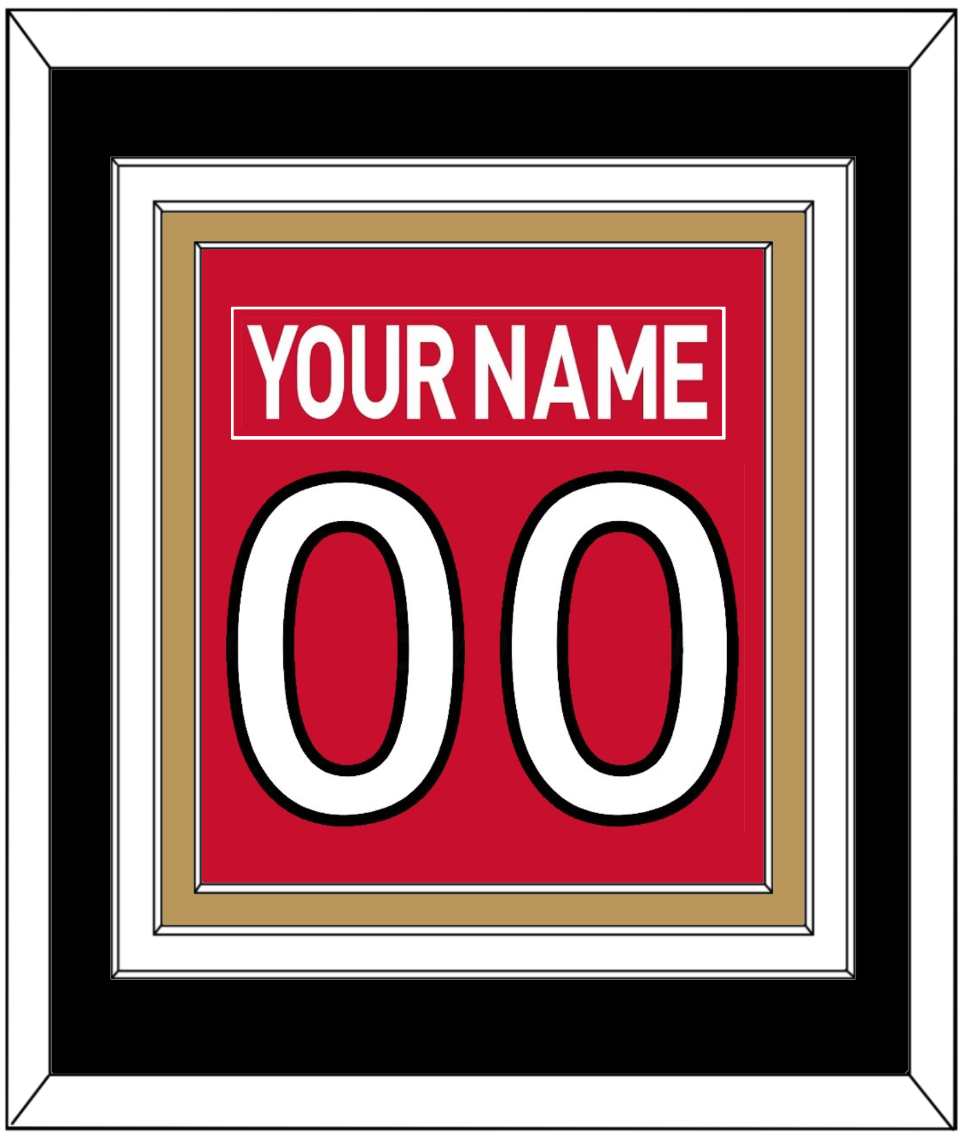 Ottawa Nameplate & Number (Back) Combined - Home Red (2007-2017) - Premier Tier 3