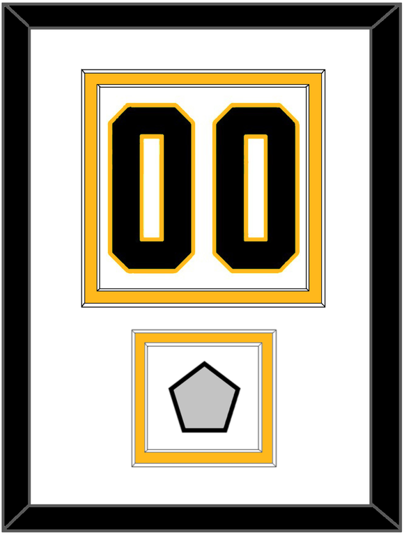 Pittsburgh Number (Back) & Stanley Cup Champions Patch - Road White - Double Mat 1