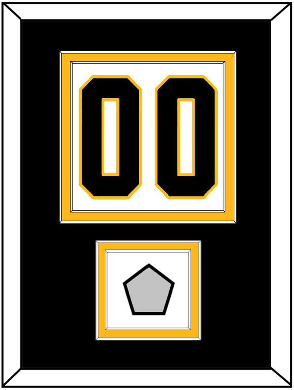 Pittsburgh Number (Back) & Stanley Cup Champions Patch - Road White - Double Mat 3