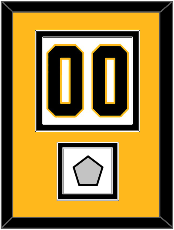 Pittsburgh Number (Back) & Stanley Cup Champions Patch - Road White - Double Mat 4