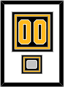 Pittsburgh Number (Back) & Stanley Cup Champions Patch - Home Black - Triple Mat 1