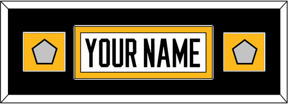 Pittsburgh Nameplate & 2 Stanley Cup Champions Patches - Road White - Single Mat 6